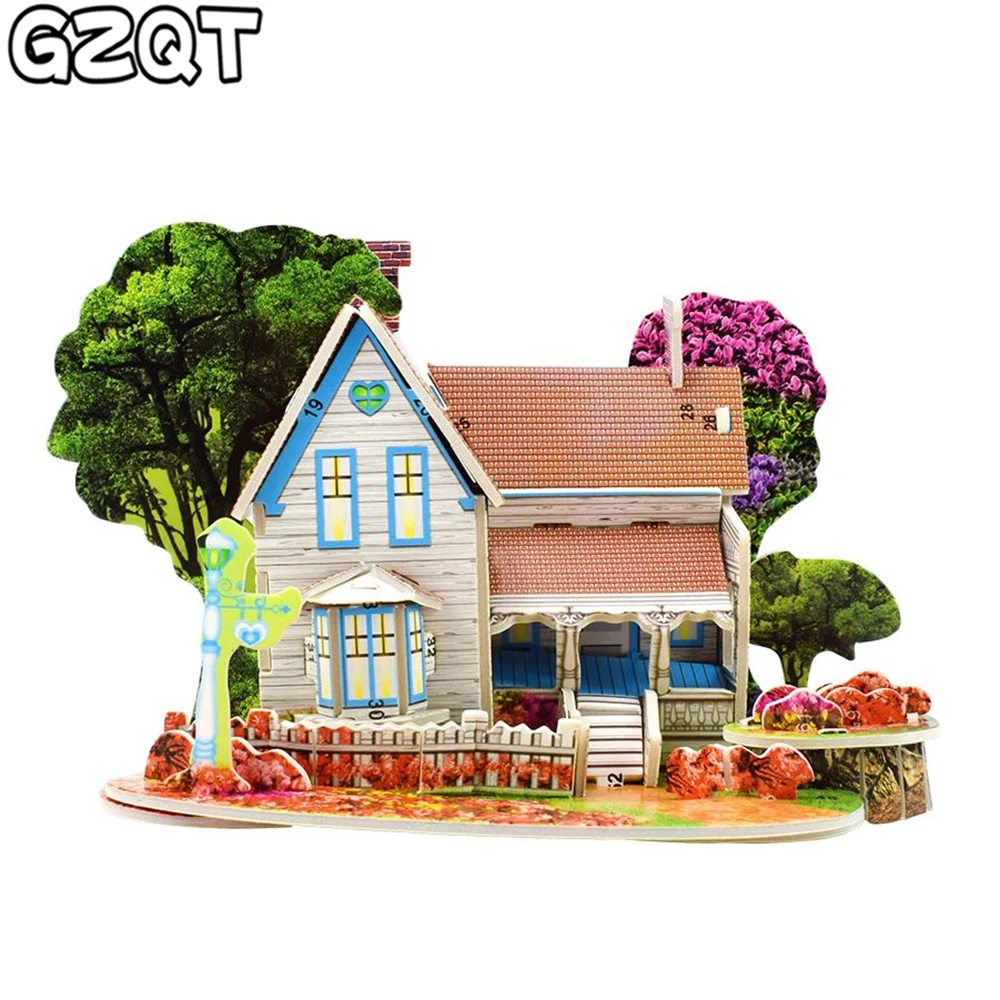 3D DIY Puzzle Jigsaw Toys for Kids Romantic cottage Castle Construction Gift for Children House Puzzle Baby Toys Educational Toy