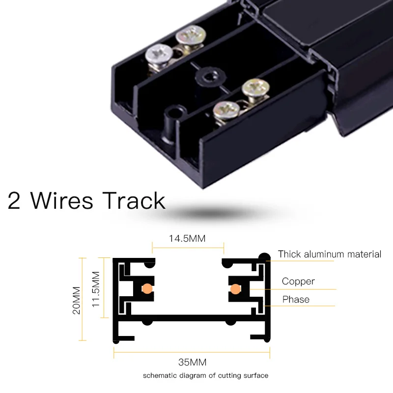 1M 0.5M LED Track Light Rail 2 Wire Electrified Rail With Spots Led Track Lamp for Clothing Store Home Lighting Rails Spotlight 2