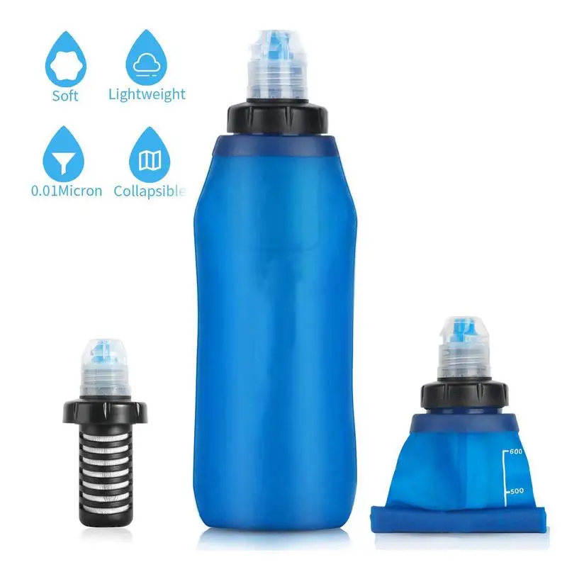 Filter Water Bottle Sports Water Bottle Foldable Portable Filter for Camping Hiking Purifier Physical Filtration