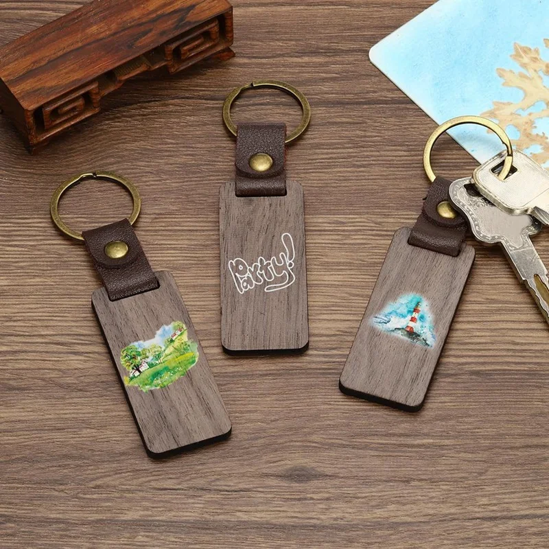 Wood Keychain Blanks Personalized Tags Small Key Chain Bulk for Laser Engraving