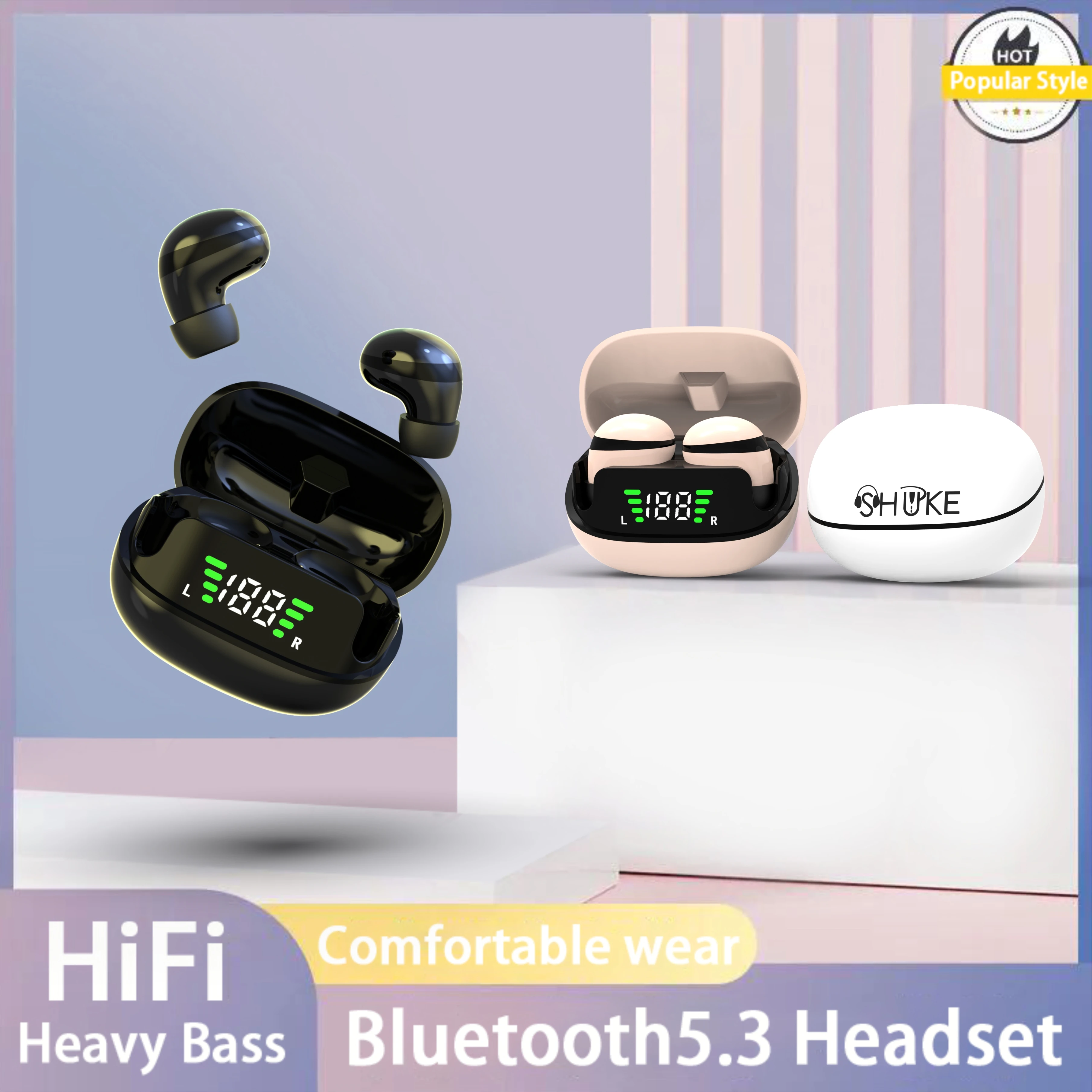 

Mini Wireless Headphones Bluetooth 5.3 Earphone Intelligent Noise Cancelling Sleep Headset In-ear with Mic for iPhone Android