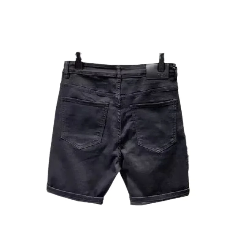Men's Five-Quarter Skinny Fit Denim Shorts Summer Thin Elastic Casual Washed Trendy Brand Loose Leggings Short Pants