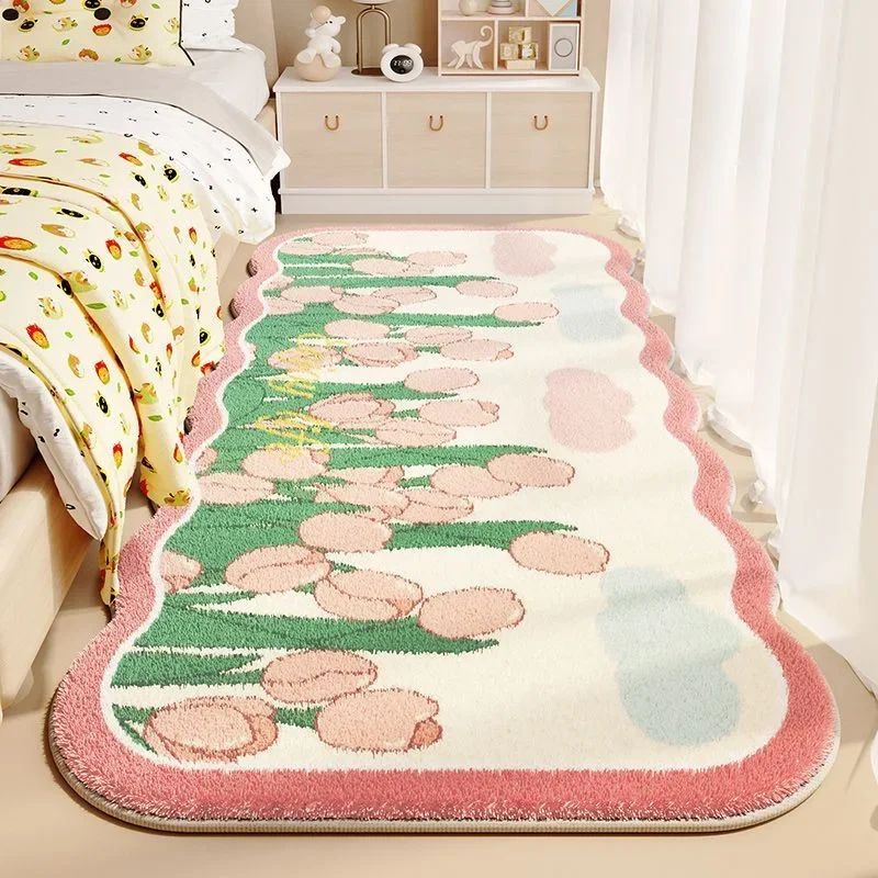 Bedroom Balcony Wave Shaped Carpets Flower Bedside Rugs Living Room Sofa Absorbent Ins Style Floor Cushion Mats floor mat shaggy rugs