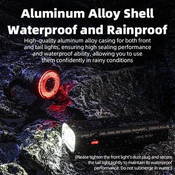 ROCKBROS Bike Light Waterproof Type-C Rechargeable Bicycle Headlight 200M Range Flashlight With Tail light Cycling Accessory 4