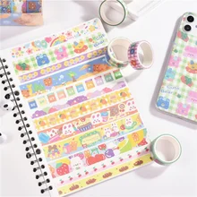 Bandes Washi de rêve Kawaii, 5 pièces/ensemble, pour bricolage, téléphone portable, Scrapbooking, manuel, ours, motif de fleurs, autocollants de papeterie de décoration