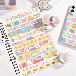 Bandes Washi de rêve Kawaii, 5 pièces/ensemble, pour bricolage, téléphone portable, Scrapbooking, manuel, ours, motif de fleurs, autocollants de papeterie de décoration 