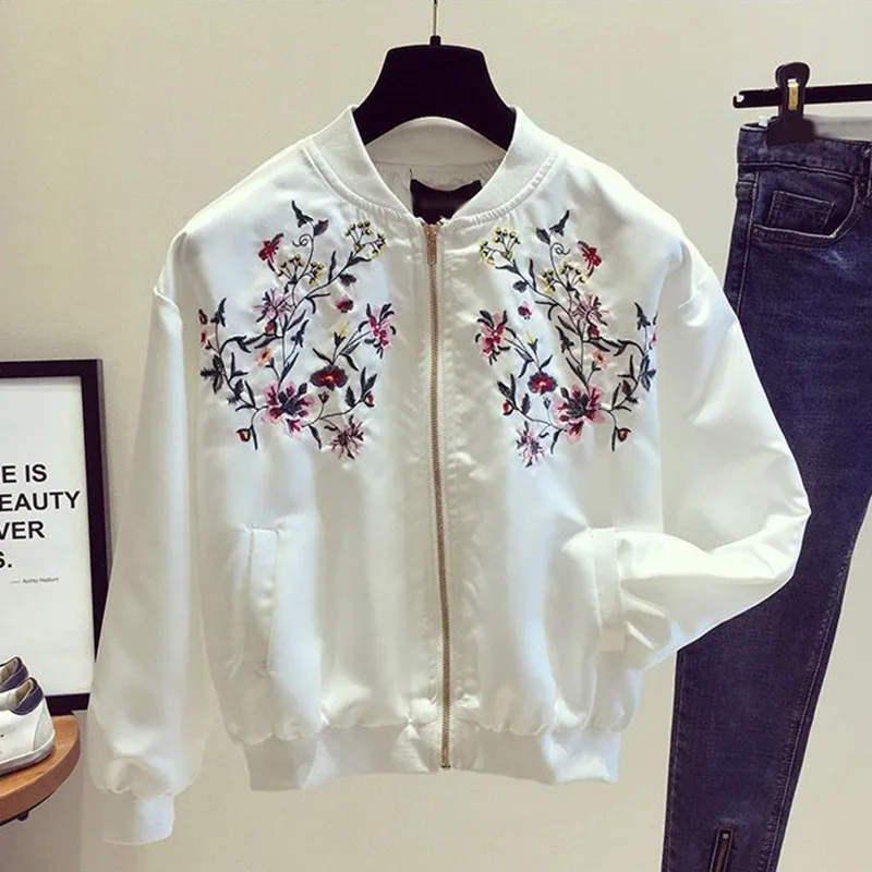 

2024Korean Loose Thin Jacket Women's Autumn New Student Aviator Embroidered All-match Short Baseball Suit Jacket Long Sleeve Top