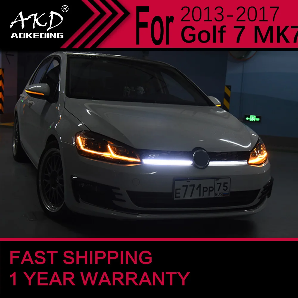 자동차 조명, VW 골프 7 헤드 라이트 2013-2017 MK7 Golf7 헤드 램프 Drl 프로젝터 렌즈 자동차 액세서리