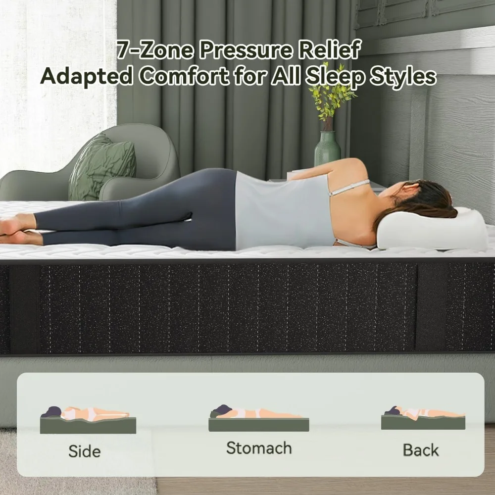 10 Inch Memory Foam Mattress, Cooling Charcoal Mattress in a Box, Medium Firm for Back Pain Relief, CertiPUR-US Certified 5