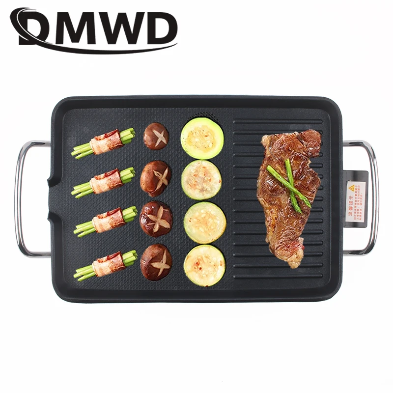 Multifunction Electric Barbecue Oven Griddle Roaster Mini BBQ Stove Heating Plate Indoor Smokeless Non-stick Grilling Pan EU US