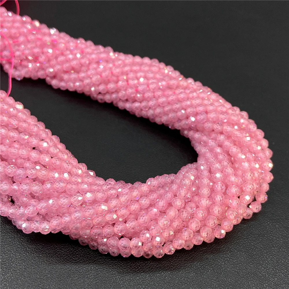 2 3 4 mm facettierte Zirkonia-Perlen, mehrfarbig, Zirkon, rund, lose Distanzperlen für Schmuckherstellung, DIY-Armband, Halskette, 38,1 cm – Detail 14