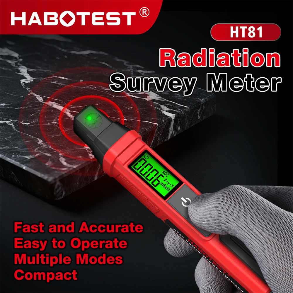 HABOTEST HT81 핵 방사선 감지기 가이거 계수기 선량계 디지털 알파 베타 감마선 측정기 uSv/h mSv/h 측정