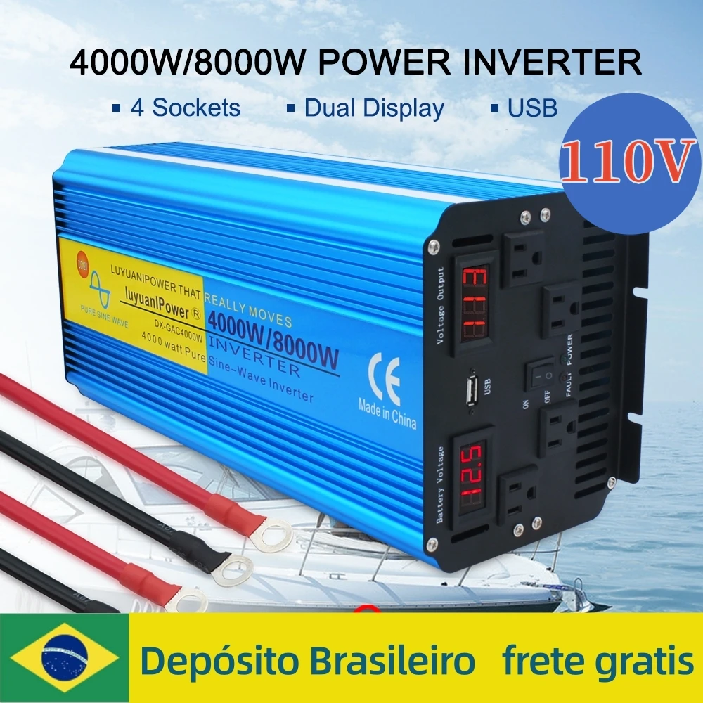 110V 60Hz Inverter 4000W 5000W 8000W Convertitore Per Auto Ad Alta Potenza Inverter Intelligente Presa Usa Trasformatore Da Campeggio All'Aperto