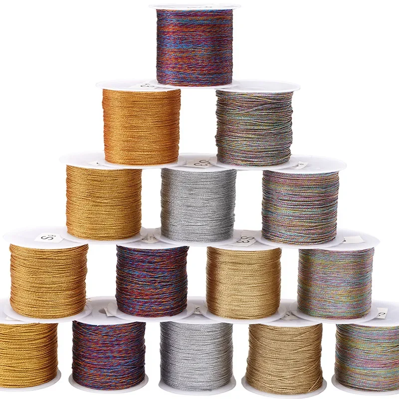 0.2mm-0.8mm Gold/Silver/Gradient Macrame Cord Thread Braided String for macrame cord