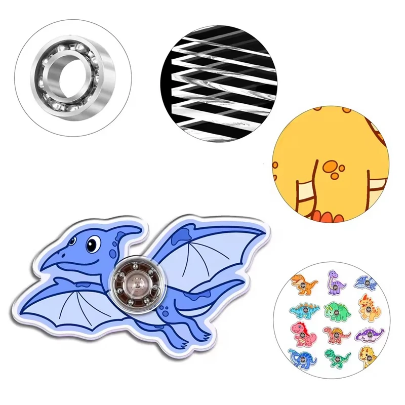 12Pcs Dinosaur Finger Spinners Toys Kids Jungle Birthday Party Favors Pinata Filler Stress Relief Rotating Fidget Spinner Gifts