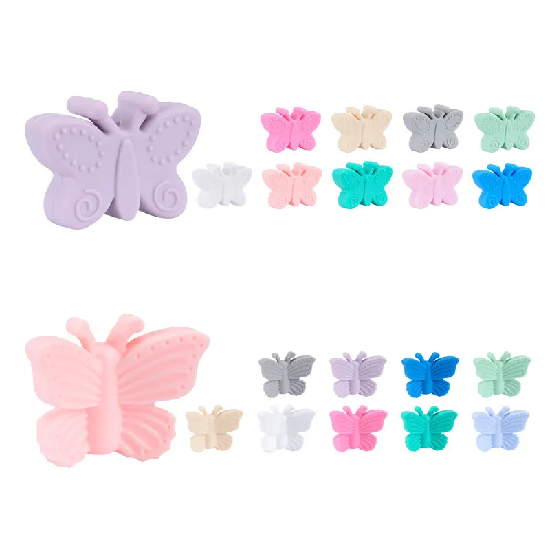 Silicone Teething Toys Silicone Beads 10pcs/lot Bowknot Food Grade Cute Shaped Teether Holder for Baby