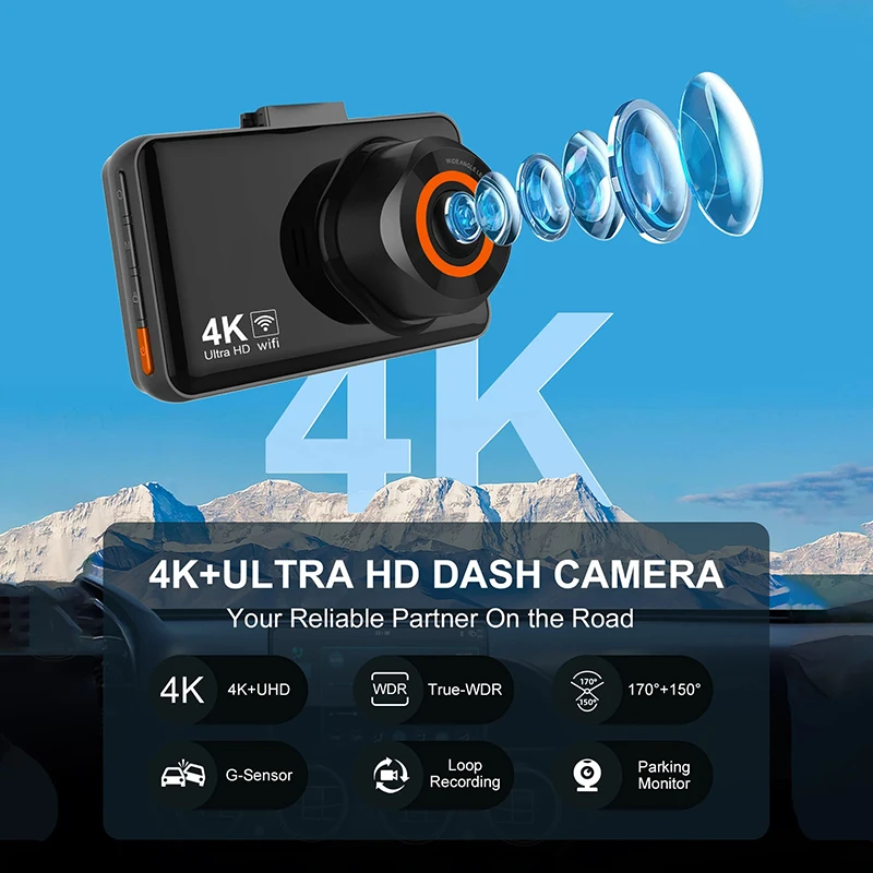4K Car Dvr WIFI Dual DashCam for Car Video Recorder Front&Rear View Camera Night vision Black Box Parking Module Car Accessories