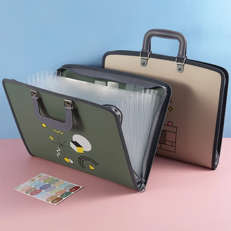 13Layers Retro Style A4 Organ Bags Student Test Paper Folder Handbag Information Storage Office Affairs Package