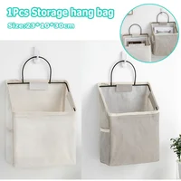 1Pcs Wall Mounted Storage Bag Fabric Hanging Basket Bedroom Organizer Bag Book Magazines Phone Holder Hook 1