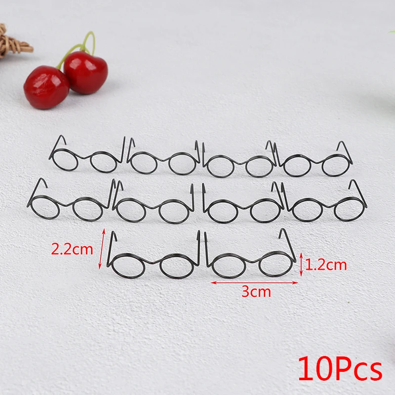 10Pcs Fashion Mini Round Frame Lensless Retro Cool Doll Glasses For Doll 30cm Decor