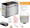 Pro Stainless Steel Bread Machine, 2LB 17-in-1 Programmable XL Bread Maker with Fruit Nut Dispenser, Nonstick Ceramic Pan& D 6