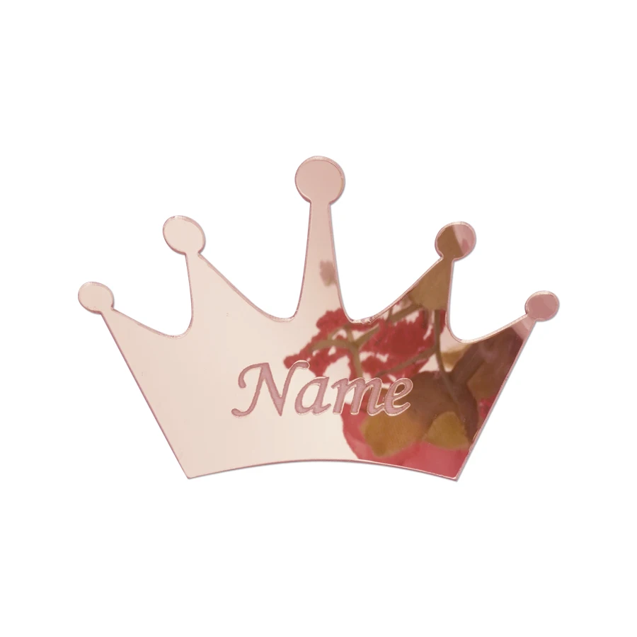 Wedding Mirror Tags 50pcs Personalized Crown Table Center Decoration Card Acrylic Name Sign Stickers Party Favors Laser Cut Gift