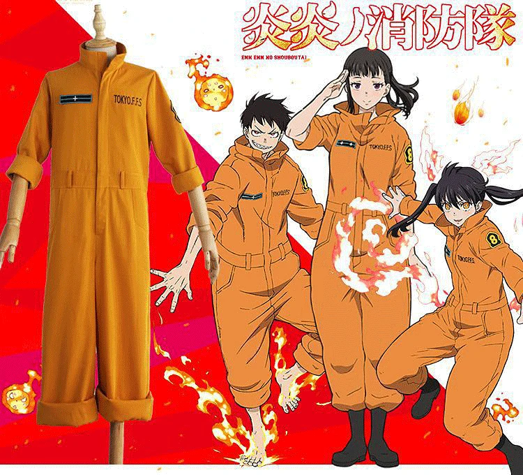 Anime Fire Force Shinra Kusakabe Cosplay Costume Jumpsuit Arthur Boyle Man Orange Team Uniform Suit