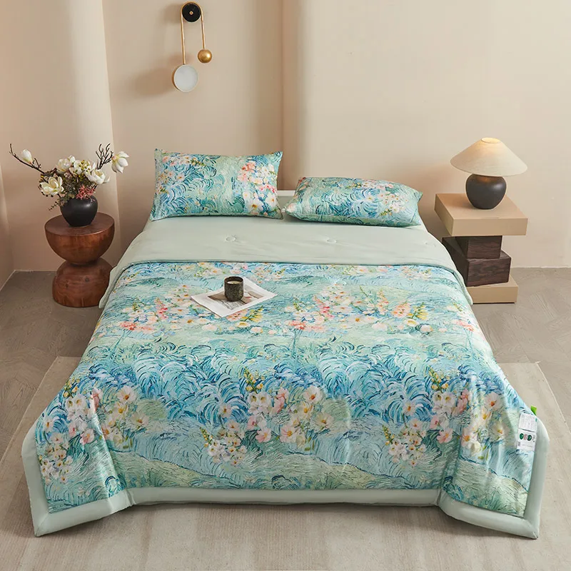 1pc Skin-friendly Quilts Soft Duvet Single/Double/Queen Size Comforter Quilted Blanket Home Bedspread 여름이불 (No Pillowcase)