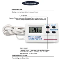 Thermomètre électronique numérique pour réfrigérateur, thermomètre alimentaire-50 ℃ ~70 ℃ / -58 ℉ ~158 ℉   Mesure de la température intérieure et extérieure 3