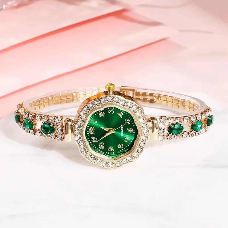 Diamond Women Watches Green Watch Ladies Wrist Watches Luxury Brand Rhinestone Womens Bracelet Watches Female Relogio Feminino 5