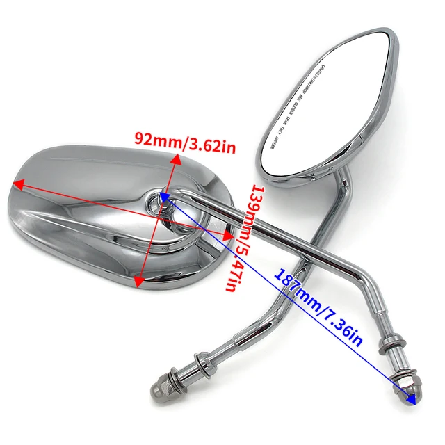 Krator Rear View Mirrors For Harley Sportster XL 883 1200 & Touring Models - Pair Harley Mirrors Chrome - Foto 10