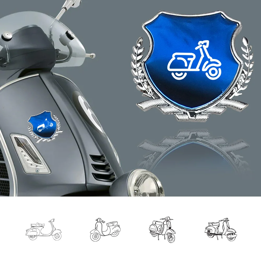 3D Metal Scooter Wheat Ears Sticker Decalcomanie Moto Side Emblem Decor Per Vespa Spuer 300 Super Sport Vx 50 Et3 Px200 Cosa