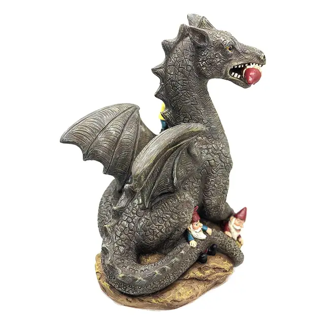 Gyanta Dinoszaurusz Gnóm Szobor Kézzel Festett Kerti Dekoráció - Image 3