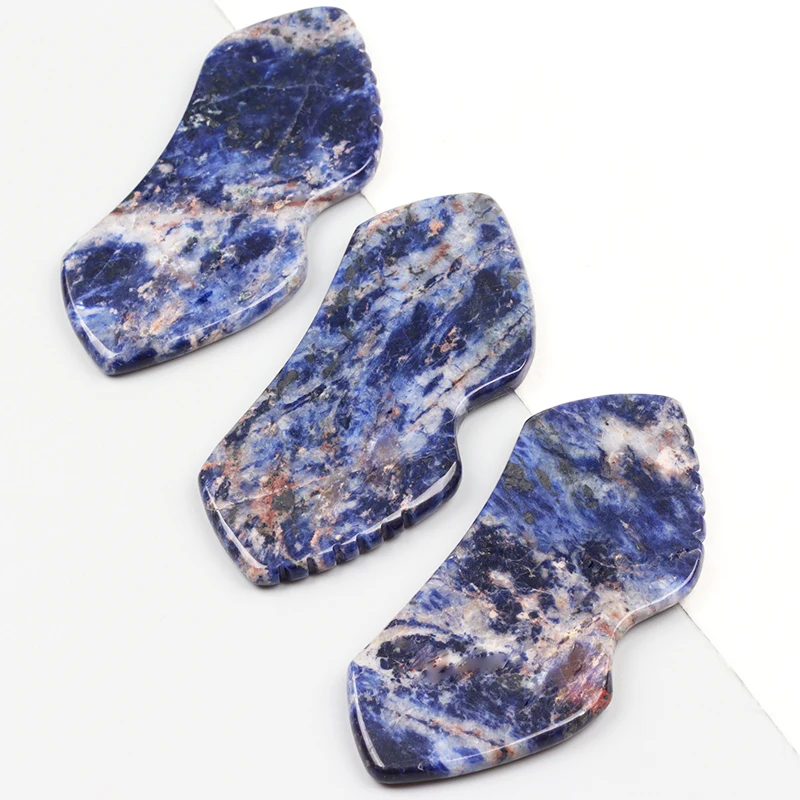 Sodalite New Shape Gua Sha Tool Face Massager Skin Care Neck Body Sawtooth Scraping Board Beauty Product 6