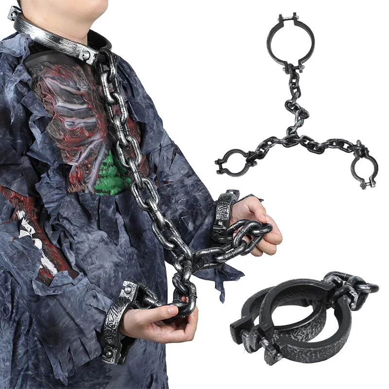 Halloween-Kettenhandschellen, leichter Kunststoff, verschleißfest, wasserdicht, Cosplay-Requisite für Gefangene, beschichtete Oberfläche für Bar-Dekor-Requisiten – Detail 8