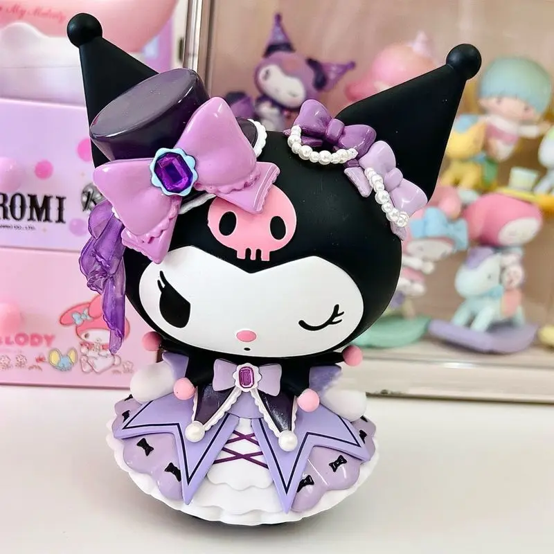 Genuine Miniso Sanrio Kawaii Kuromi My Melody Cartoon Character Rose Flower Series Pvc Desktop Decoration Christmas Birthday Gif