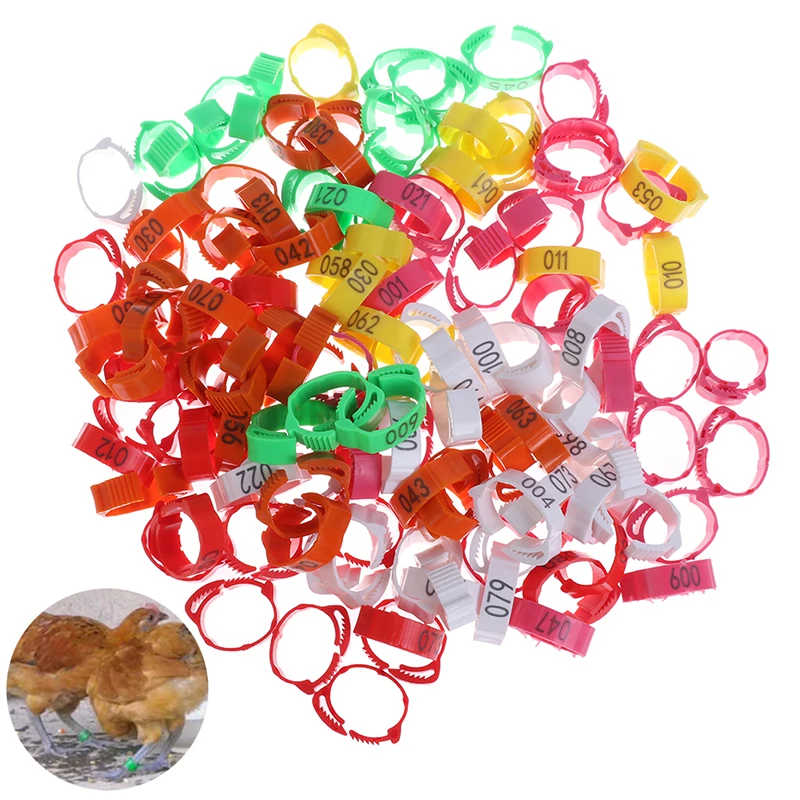 100Pcs Adjustable Chicken Foot Rings Poultry Leg Digital Label Buckle Plastic Ring for Chick Duck Goose Hens Farm Equipment