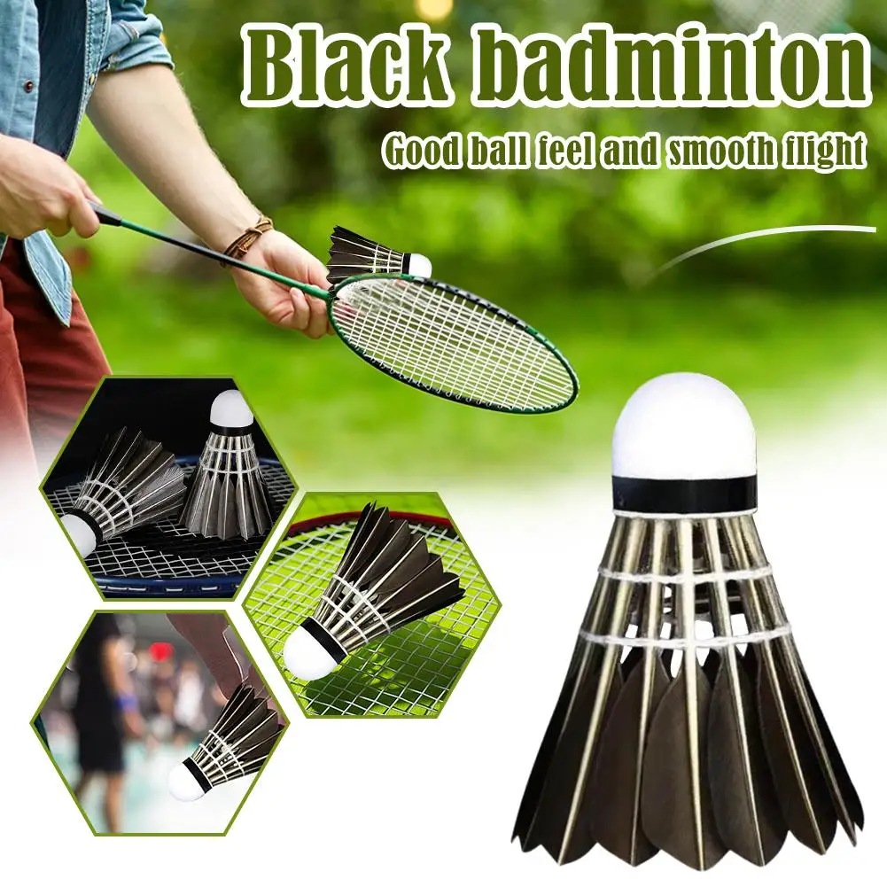 3/6/12/36PCS Badminton Shuttlecocks Black Goose Feather Badminton Balls for Training Sports Ball