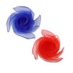 Vibrant Multi - Color Chiffon Silk Scarf for Performance and Dance (Blue Red)
