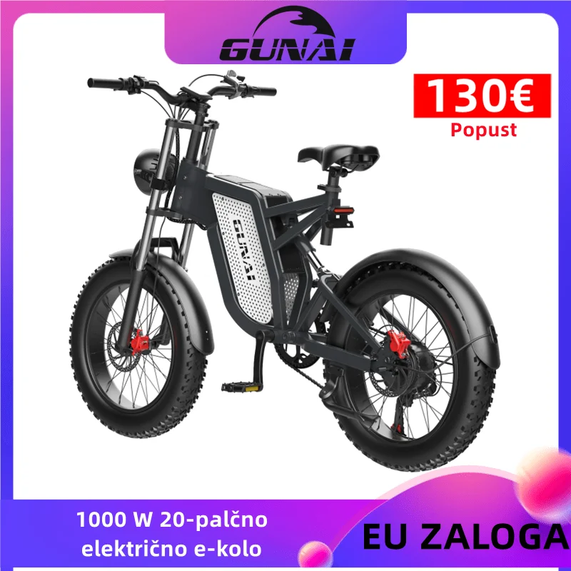 Eu Stock 1000W Ebikes Elettriche Gunai 20 Pollici Fat Tire 7 Velocità 48V 25Ah Batteria Fuoristrada Mountain Bicicletta Elettrica Moto