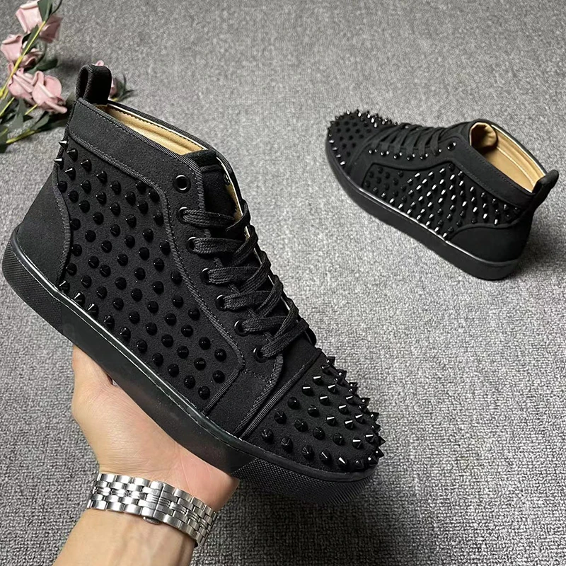 

men casual hip hop rock dress rivets boots original leather flat studded shoes cowboy ankle boot personality short botas hombre