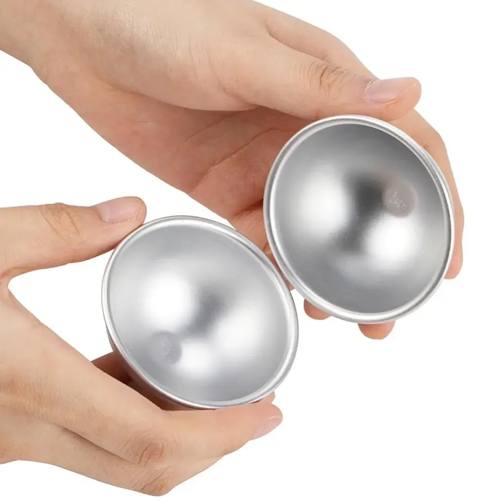 2PCS Round Aluminium Alloy Bath Bomb Molds DIY Tool Bath Bomb Salt Ball Homemade Crafting Gifts Semicircle Sphere Mold