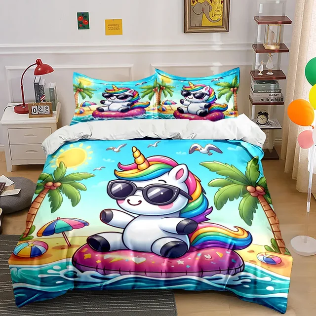 Ensemble gonflable licorne pour l'été, plusieurs tailles pour enfants et adultes, ensemble de literie exquis 3 pièces, cadeau 1