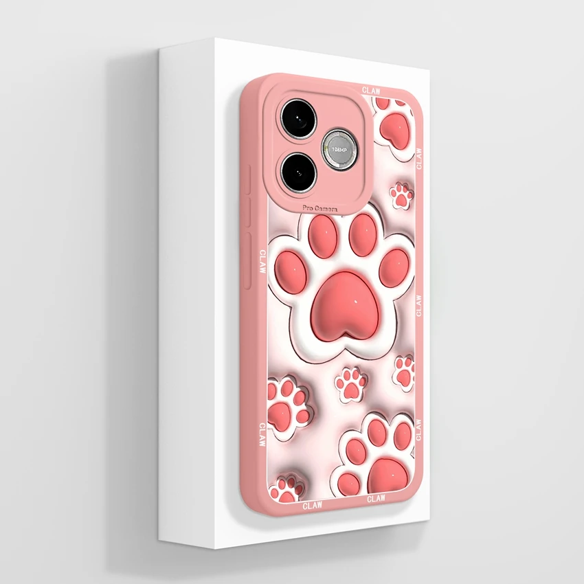 Cute Cat Claw Cartoon Print Phone Case with Camera Protection - Soft Liquid Silicone Housing