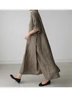 Robe longue midi à col en V pour femmes, manches courtes, coupe ample avec poches, décontractée, pour les vacances, le quotidien, le streetwear, robes maxi amples pour femmes. 6