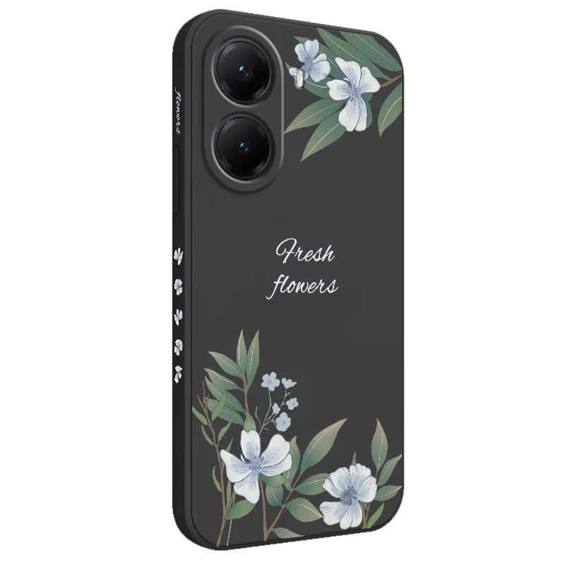 Leafy Lily Silicone Soft Phone Case - Elegant Botanical Design