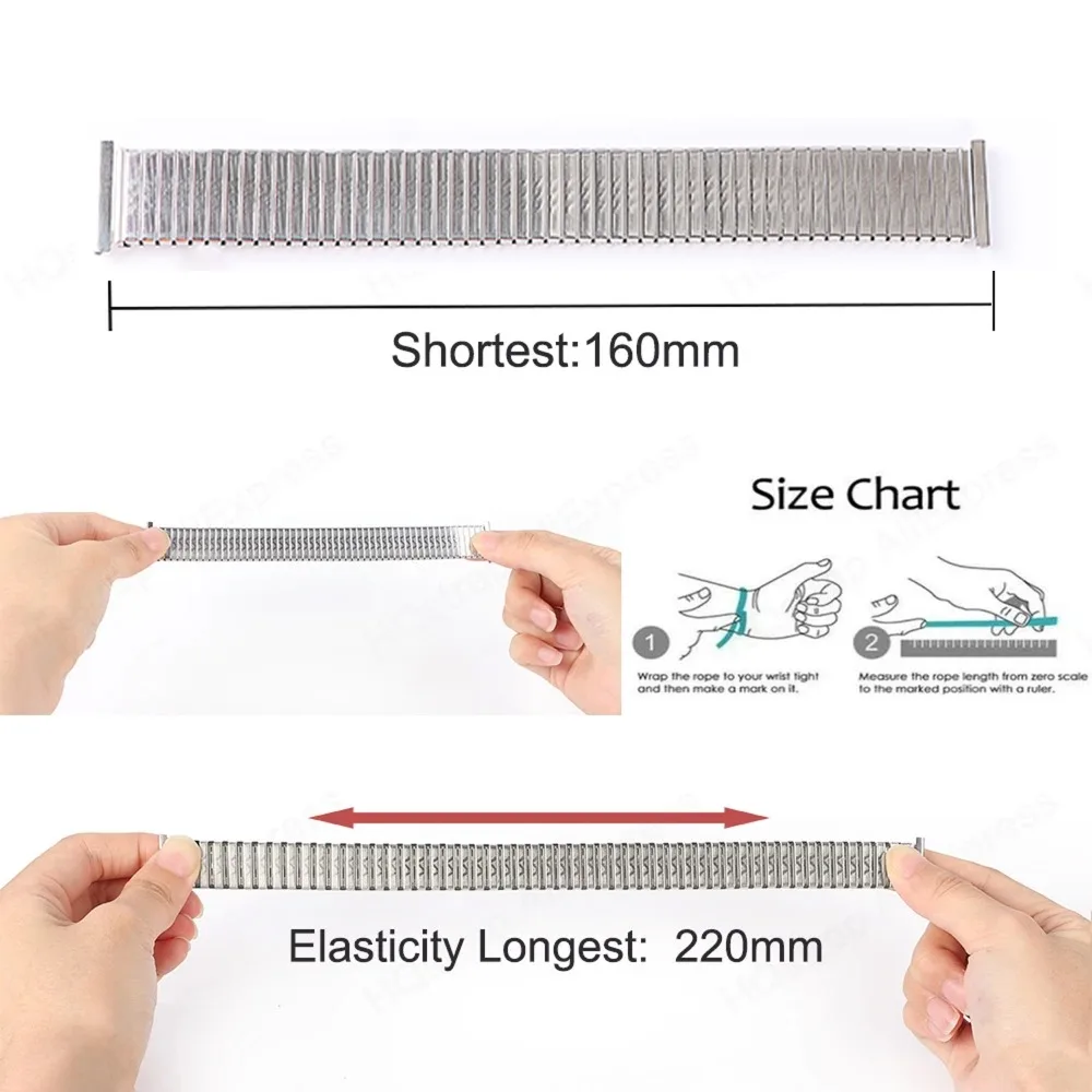 Stainless Steel Universal Metal Elastic Watch Band - Stylish Replacement Wristband Bracelet