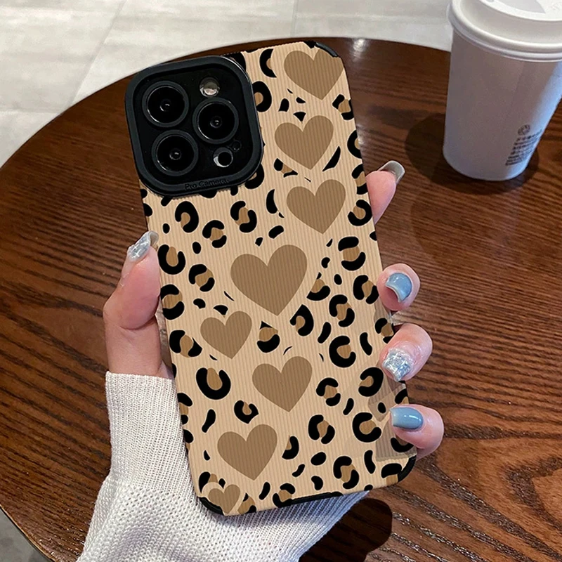 thumbnail image 1 of Fahion-funda con estampado de leopardo para iPhone, carcasa de TPU suave con protección de lente para modelos 15 Pro Max, 14, 13, 12, 11 Pro Max, X, XR, XS Max, 7, 8Plus, 1 of 5