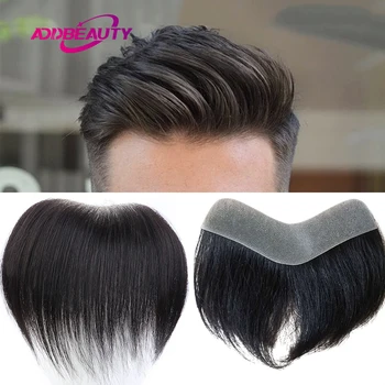 Parrucchino da uomo 100% pezzo di capelli umani V Loop Front Toupee per uomo Pelle sottile PU Parrucche da uomo 6 pollici Sostituzione dei capelli Remy Colore naturale