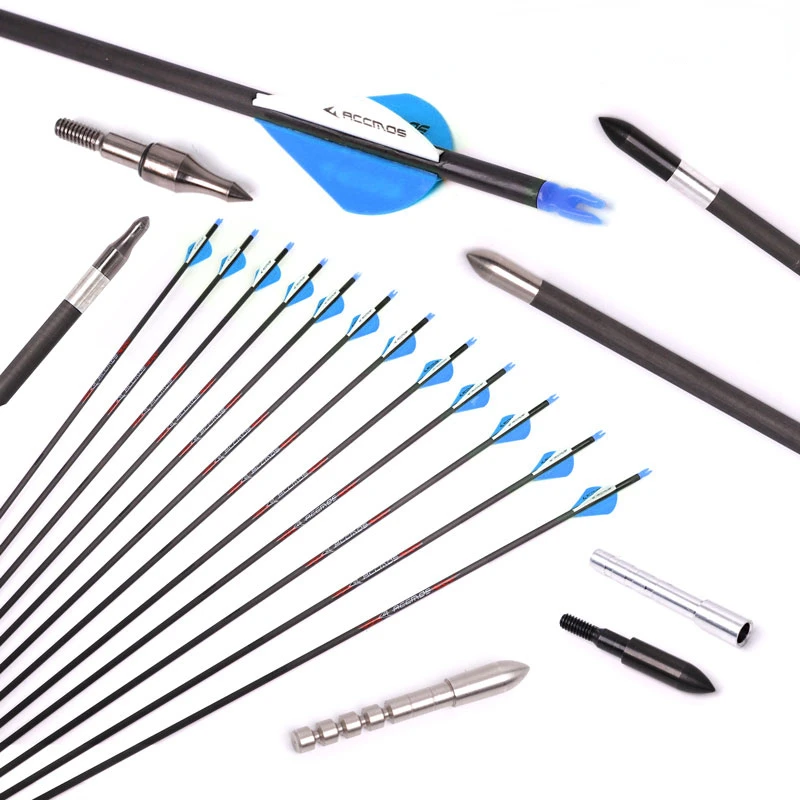 

6/12PC Target Arrows300/350/400/500/600/700/800spine 31inch ID5.2Pure Carbon Arrows Archery Hunting Recurve Compound Bow Arrows